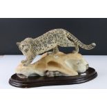Country Artists Natural World Snow Leopard ' Mountain Spirit ' on wooden plinth together with a