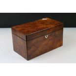 Early 19th century Walnut Tea Caddy of square form, the hinged lid opening to a single lidded