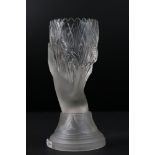 John Derbyshire Pressed Glass Hand Vase, with registration mark, 19cms high