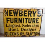 A Newbery's Furniture, Clifton, Bristol, enamel advertising sign.
