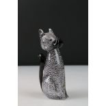 Mid century ' Archimede Seguso ' for Murano Glass Dog, with black and silver flakes, original label,