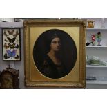 19th century Oil Painting on Canvas, Head and Shoulders Portrait of Sophia Emma Wickham