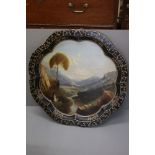 Victorian papier-mache tray in the manner of Jennens and Bettridge, of shaped circular outline,