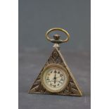 Brass triangular shaped Masonic style pocket watch