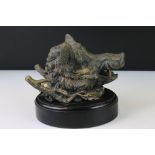 Late 19th / Early 20th century Cast Metal Inkwell in the form of a Boar's Head, with ceramic well