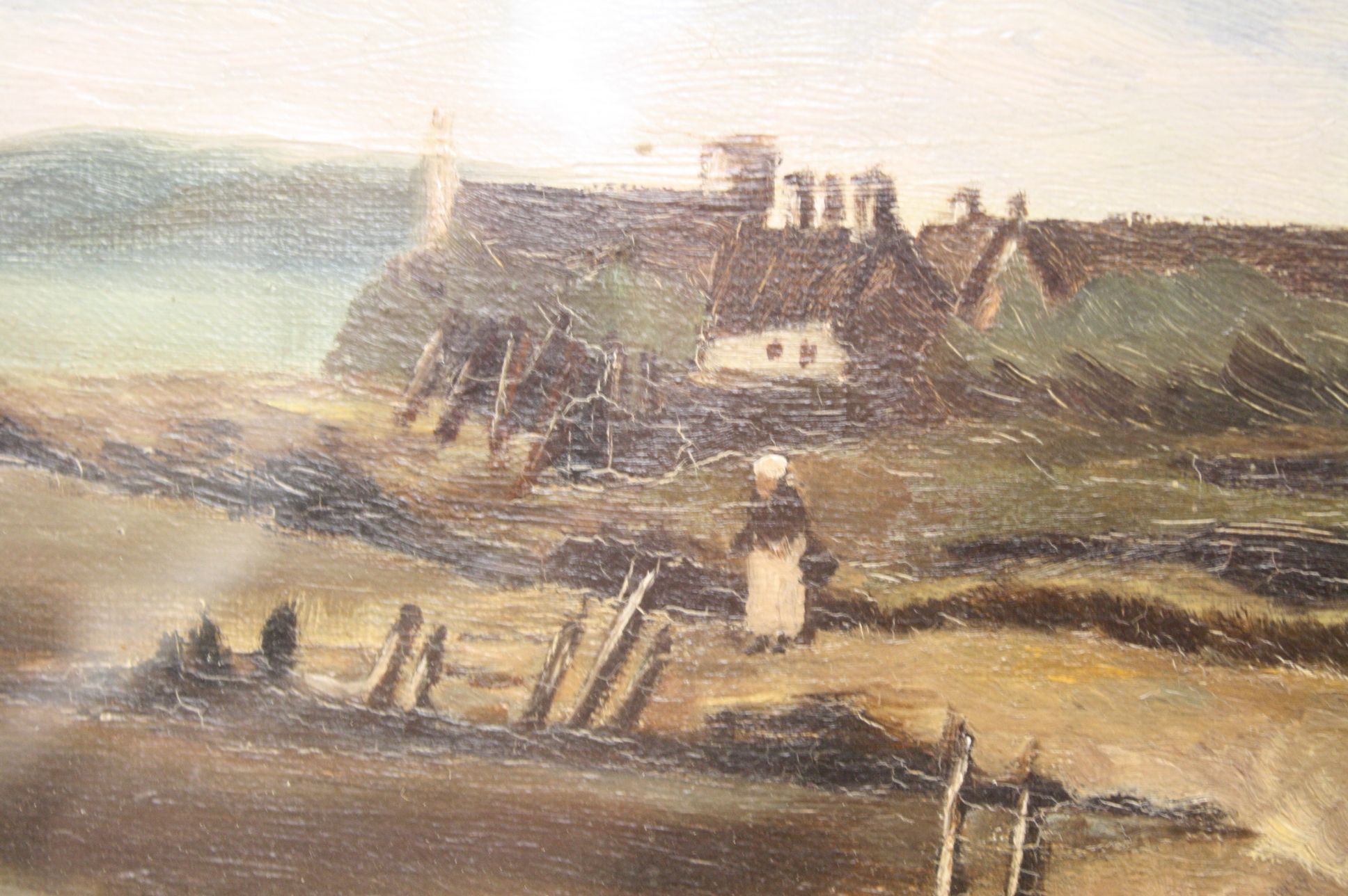 Oil Painting of a 19th century Coastal Landscape Scene with a figure stood on the shoreline, 39cms x - Image 3 of 3