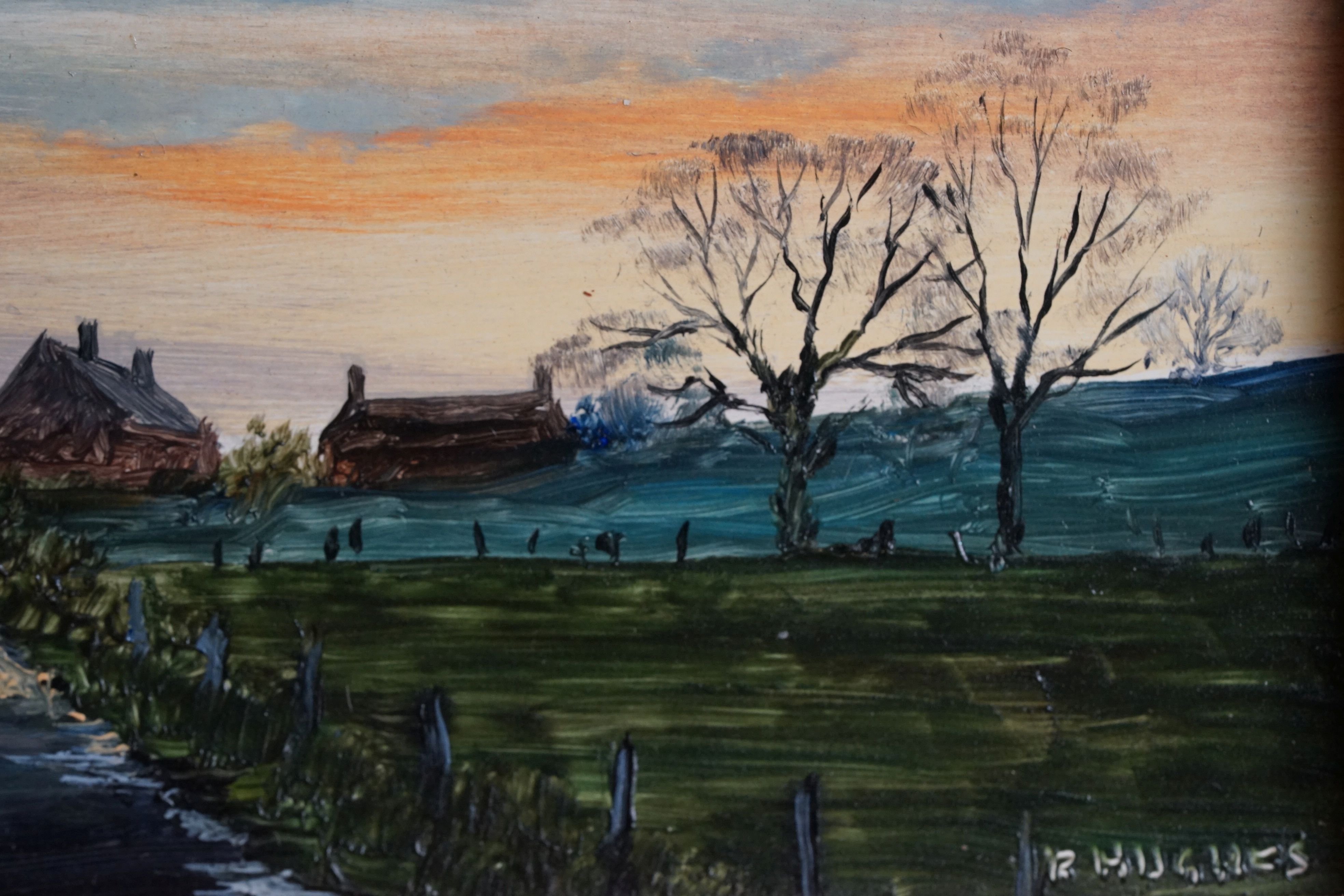 Robert Hughes (1934-2010) Two Miniature Paintings titled ' Sunset near Cadley ' no. 6055 and ' - Image 3 of 7