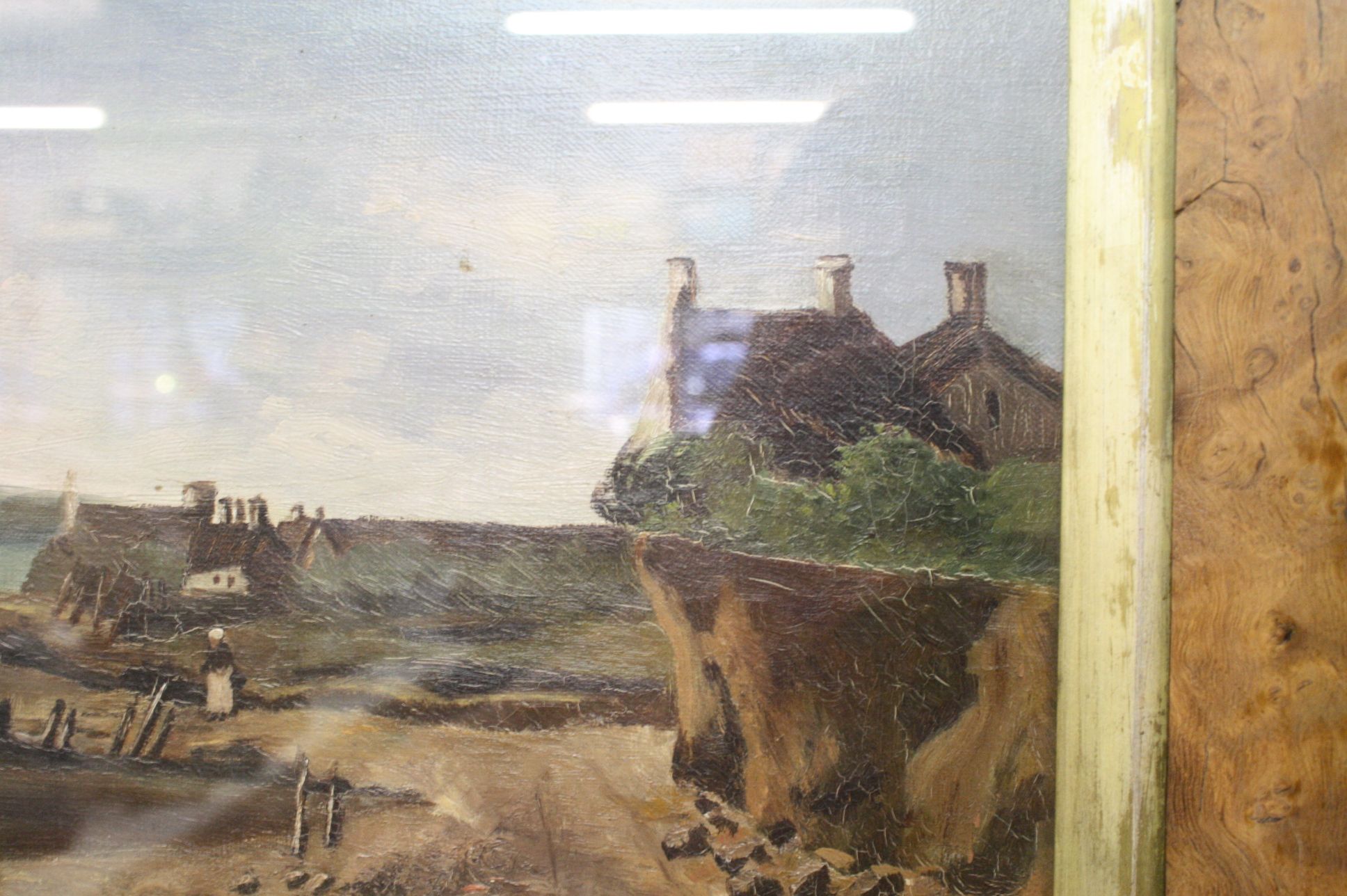 Oil Painting of a 19th century Coastal Landscape Scene with a figure stood on the shoreline, 39cms x - Image 2 of 3