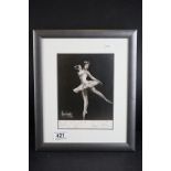 A framed and glazed signed photograph of Margot Fontaine.