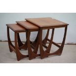 Mid century G-Plan Teak ' Astro ' Nest of Three Tables, largest table 50cms wide x 51cms high