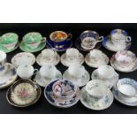 Eighteen Cups and Saucers, 19th century onwards including Cabinet Cups and Saucers, Aynsley, Three