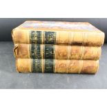 Books - Plays of William Shakespeare in three leather bound volumes.
