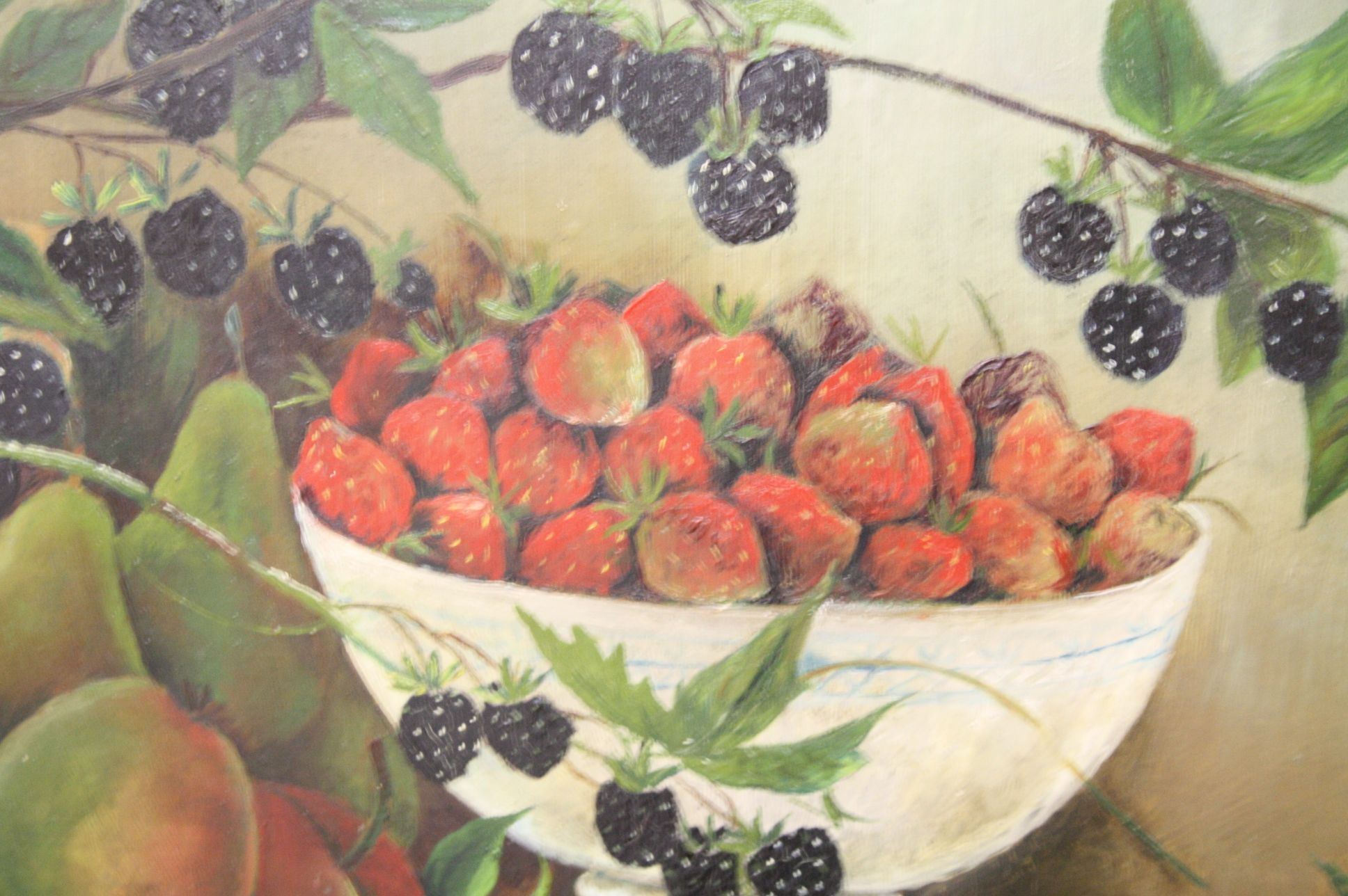 Oil Painting on Board of Fruits including Blackberries, Strawberries, Apples and Pears, 59cms x - Image 2 of 3