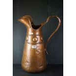 Large Hammered Copper Arts & Crafts style Water Jug, 55cms high
