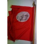 East German Propaganda Flag / Banner decorated with the heads of Thalmann and Pieck 146cms x