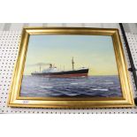 Oil Painting on Board of Steam Boat ' Devon ' of Fed. Steam Nav. Co (1946-1967)(1970 - 1971) by