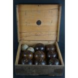 Early 20th century Jaques of London Bowling Green Bowls Set comprising Lignum Vitae Bowling Balls