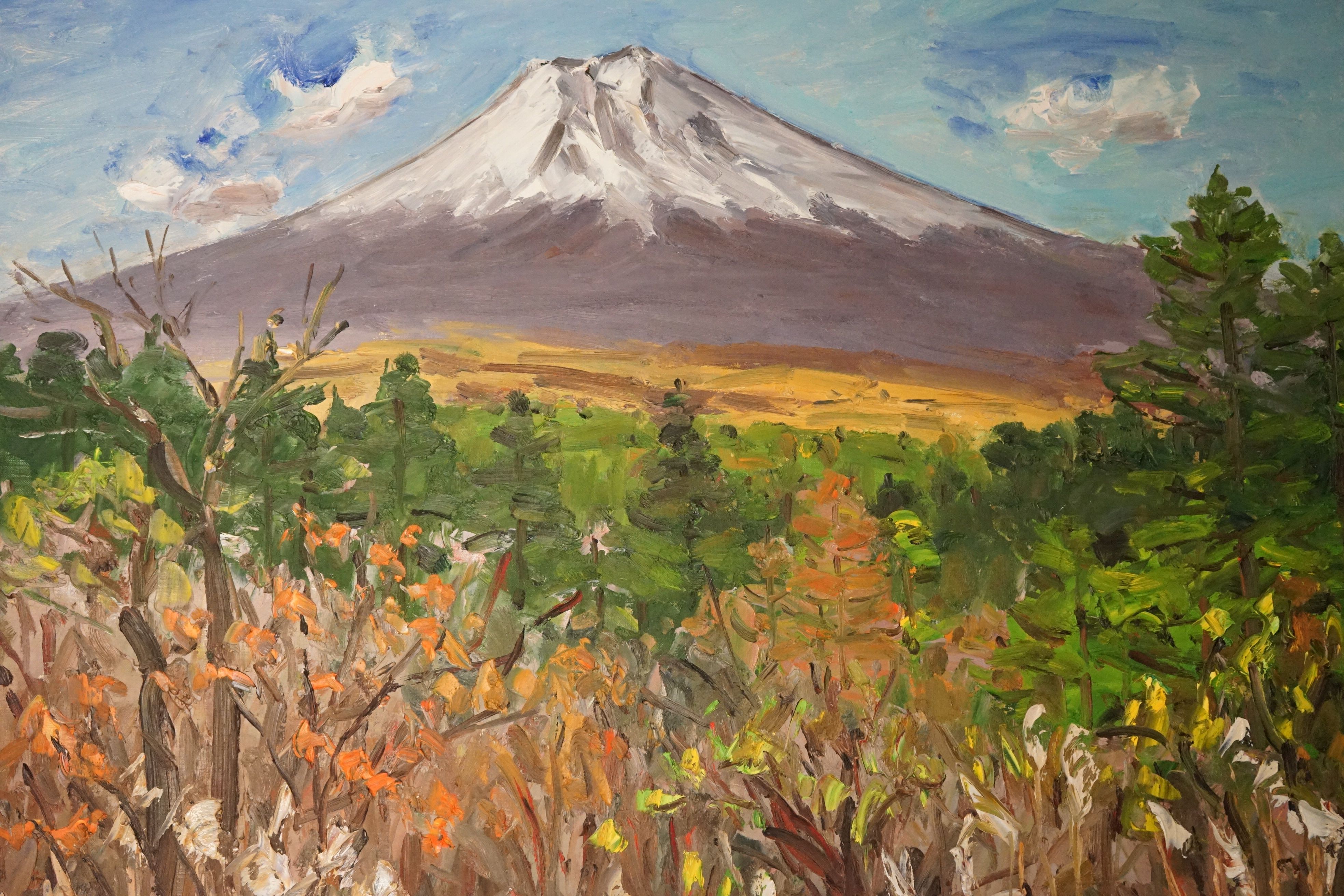 Pair of Large Japanese Landscape Oil Paintings on Canvas signed S Okuda with Japanese text to verso, - Image 9 of 17