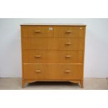 Mid century Vesper Chest of Two Short over Three Long Drawers, 95cms wide x 96cms high