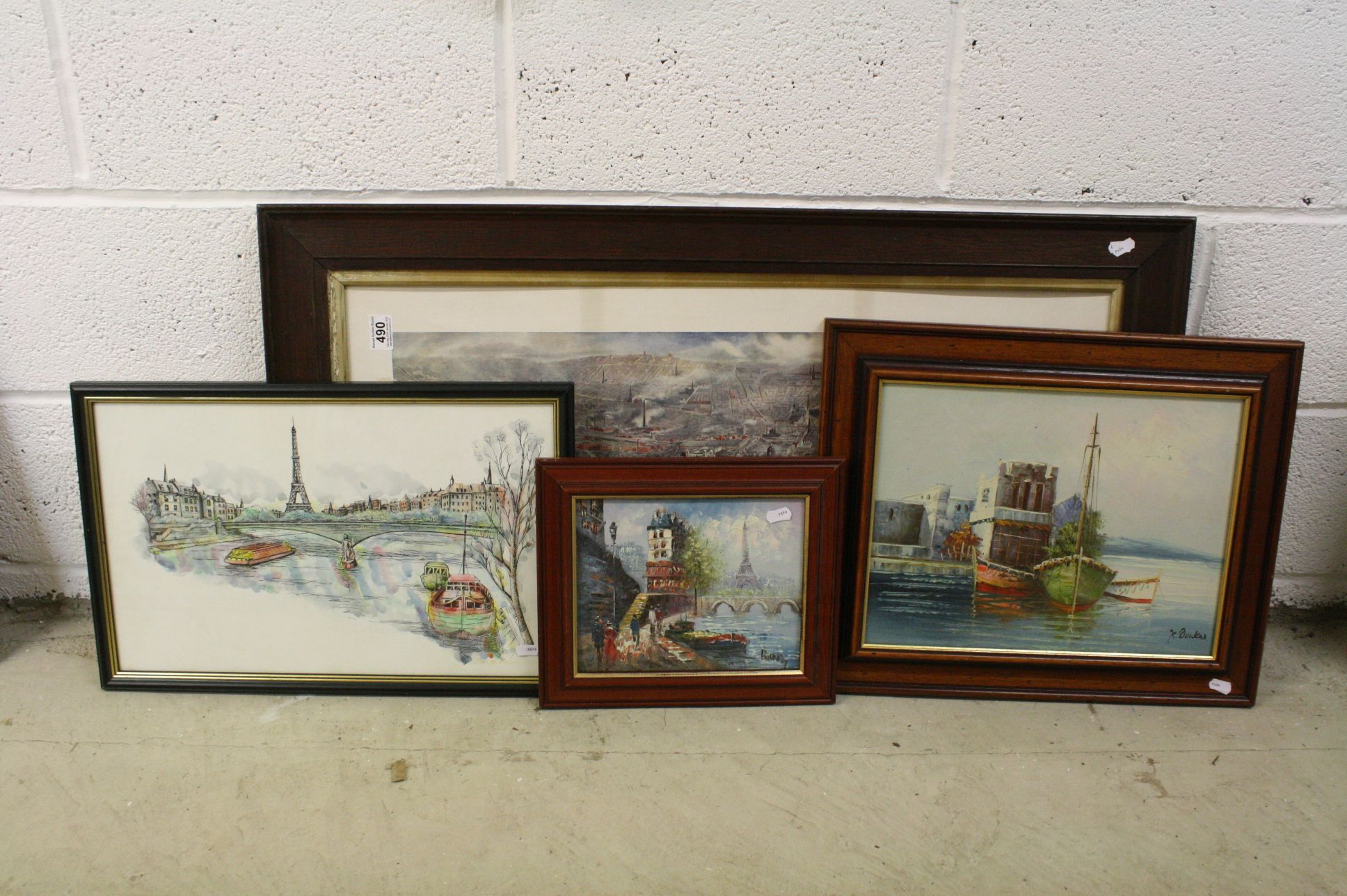 Four Pictures including Oil on Canvas Paris Scene signed Burnett, 24cms x 19cms, Oil on Canvas of