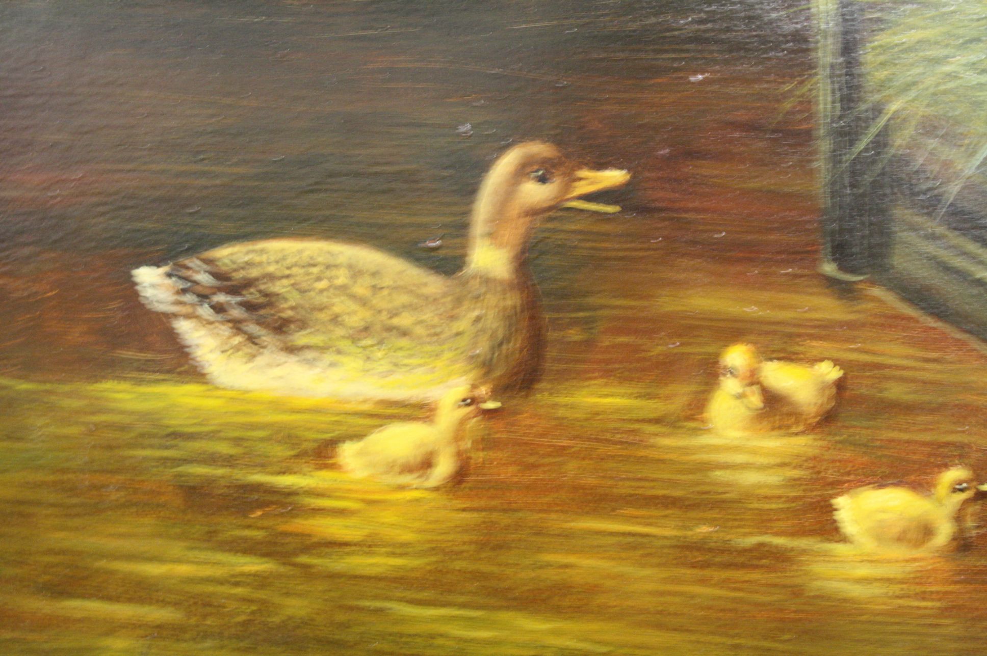 Dutch style Oil Painting on Canvas depicting Poultry at the waters edge, monogrammed signature - Image 3 of 5