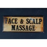 Mid century barbers shop metal sign ' Face and Scalp Massage '