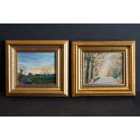 Robert Hughes (1934-2010) Two Miniature Paintings titled ' Sunset near Cadley ' no. 6055 and '