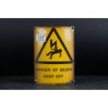 Enamel Curved Sign ' Danger of Death, Keep Off ' 20cms x 15cms