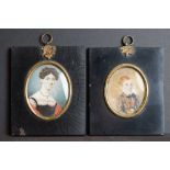 Two Early 19th century Miniature Oval Portraits, one of a Young Woman titled to verso J Bowring Pinx