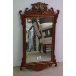 Early 19th century style Mahogany Wall Mirror, the fret cut frame including a gilt ho-ho bird, 69cms