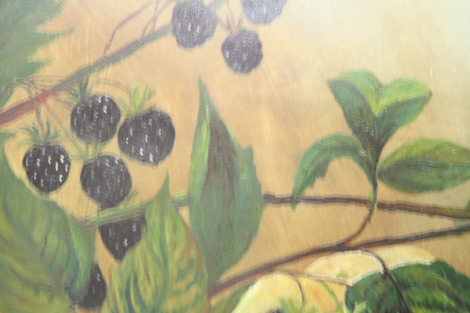 Oil Painting on Board of Fruits including Blackberries, Strawberries, Apples and Pears, 59cms x - Image 3 of 3