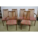 Set of Six G-Plan Teak Dining Chairs with upholstered seats, including Two Carvers, designed by