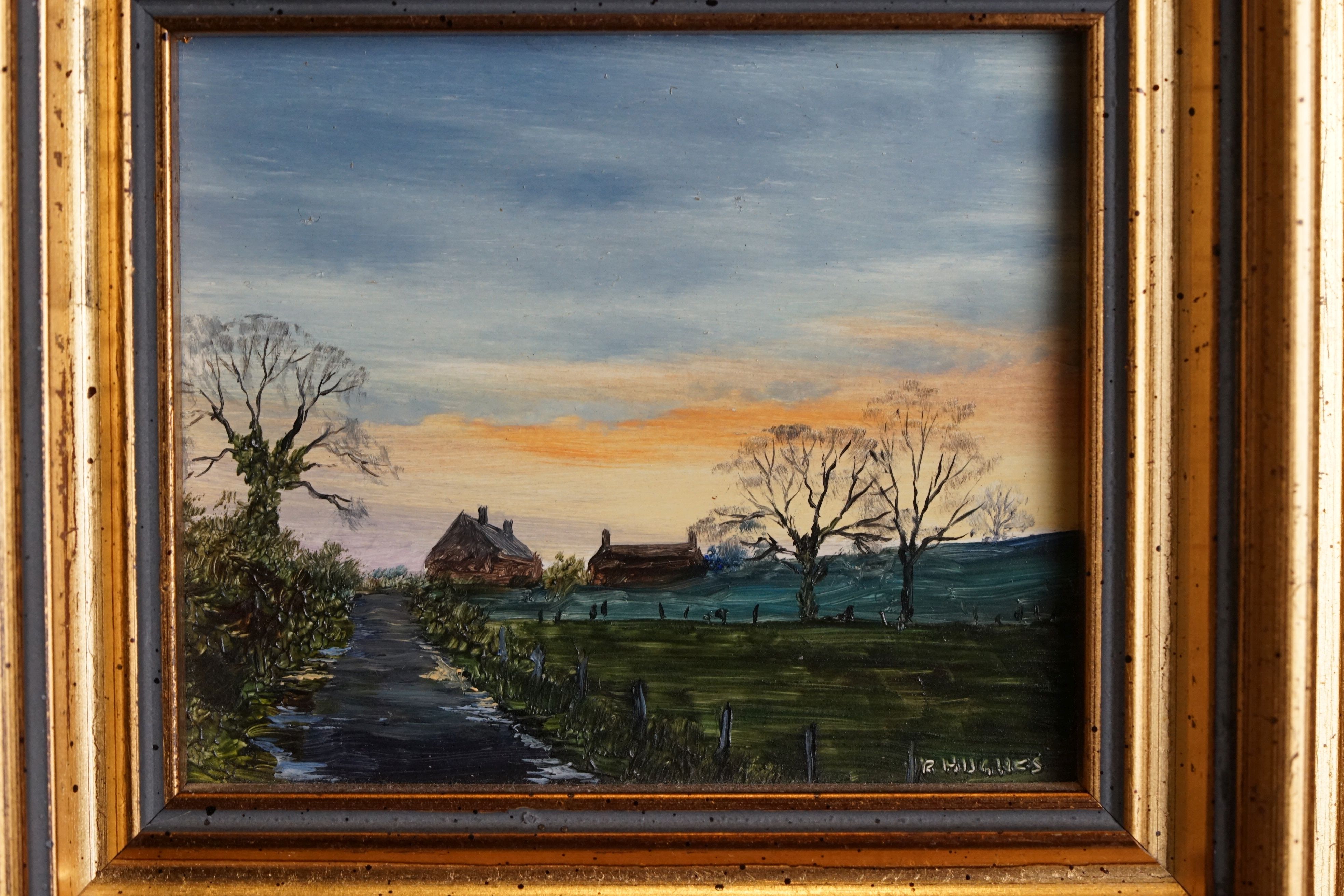 Robert Hughes (1934-2010) Two Miniature Paintings titled ' Sunset near Cadley ' no. 6055 and ' - Image 2 of 7
