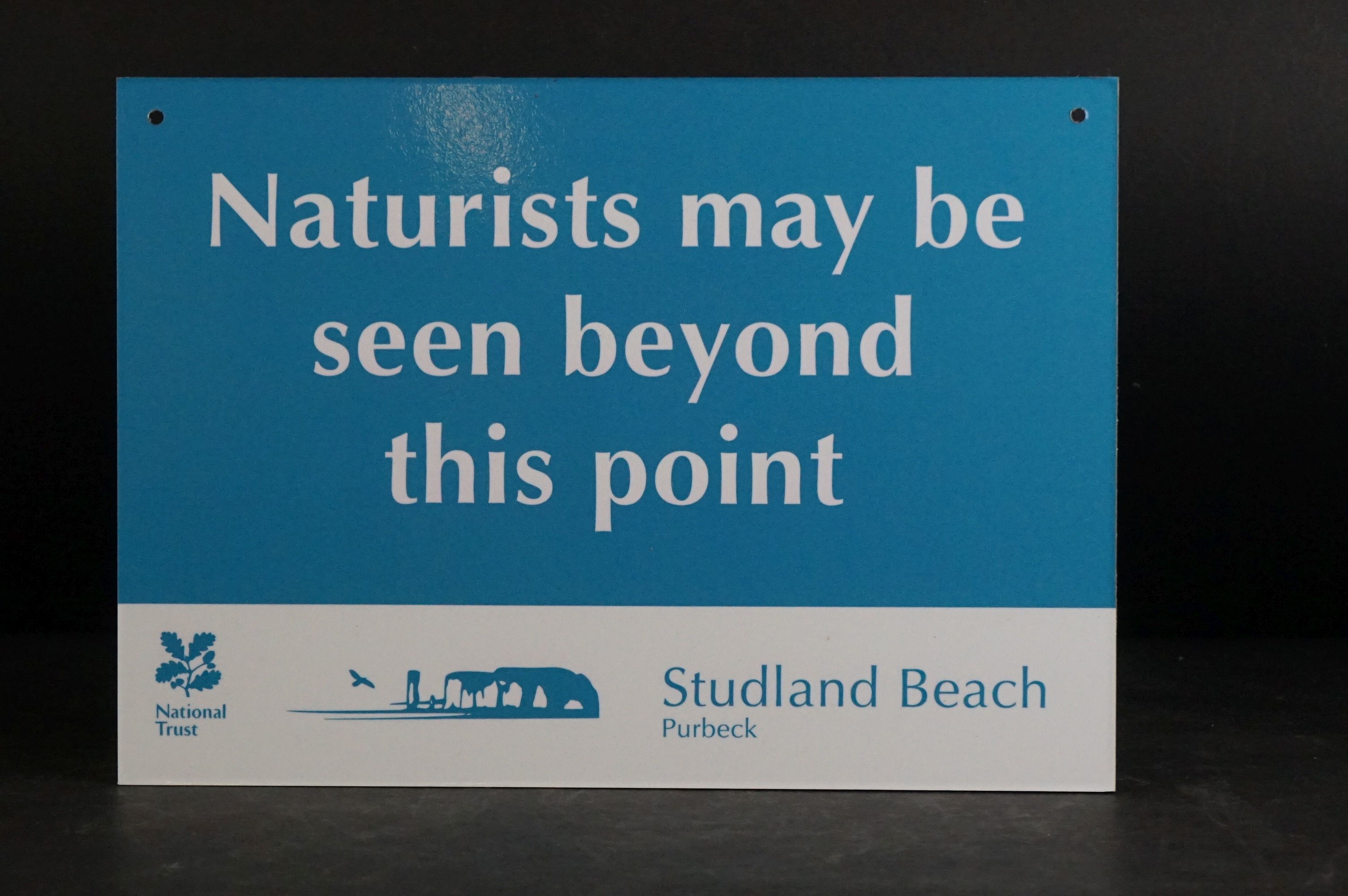 Naturist Sign - National Trust Studland Beach, Purbeck ' Naturists may be seen beyond this