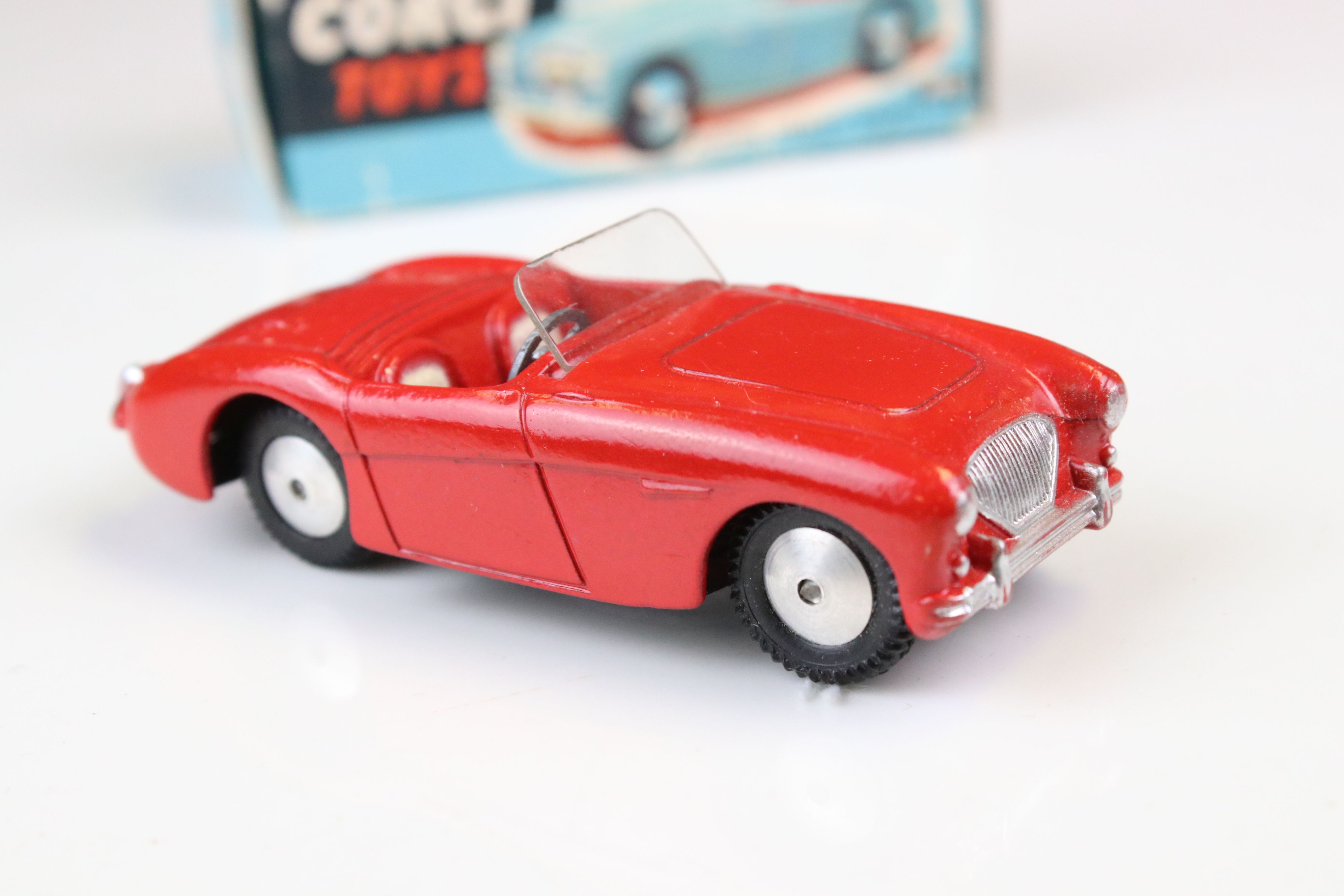 Boxed Corgi 300 Austin Healey Sports Car in red, diecast excellent with ex windscreen, box tatty - Image 2 of 9