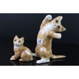 Two Winstanley Ginger Cats both with yellow glass eyes, one marked 4 and the other 1, tallest 24cms