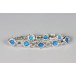 Silver, CZ & opal panelled line bracelet