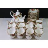 Royal Albert ' Old Country Roses ' Teaware including teapots, 12 tea cups, 13 saucers, 11 tea