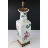 Chinese Porcelain Famille Rose Table Lamp painted with figures, 48cms high