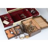 A collection of mainly vintage costume jewellery to include a sterling silver cased watch and a