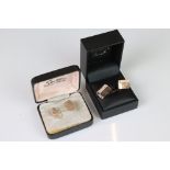 Pair of Cased Stratton Gold on Silver Gentleman's Cufflinks together with another Pair of Gold on