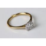 9ct yellow gold diamond cluster ring made up of 1/2ct approx. total weight