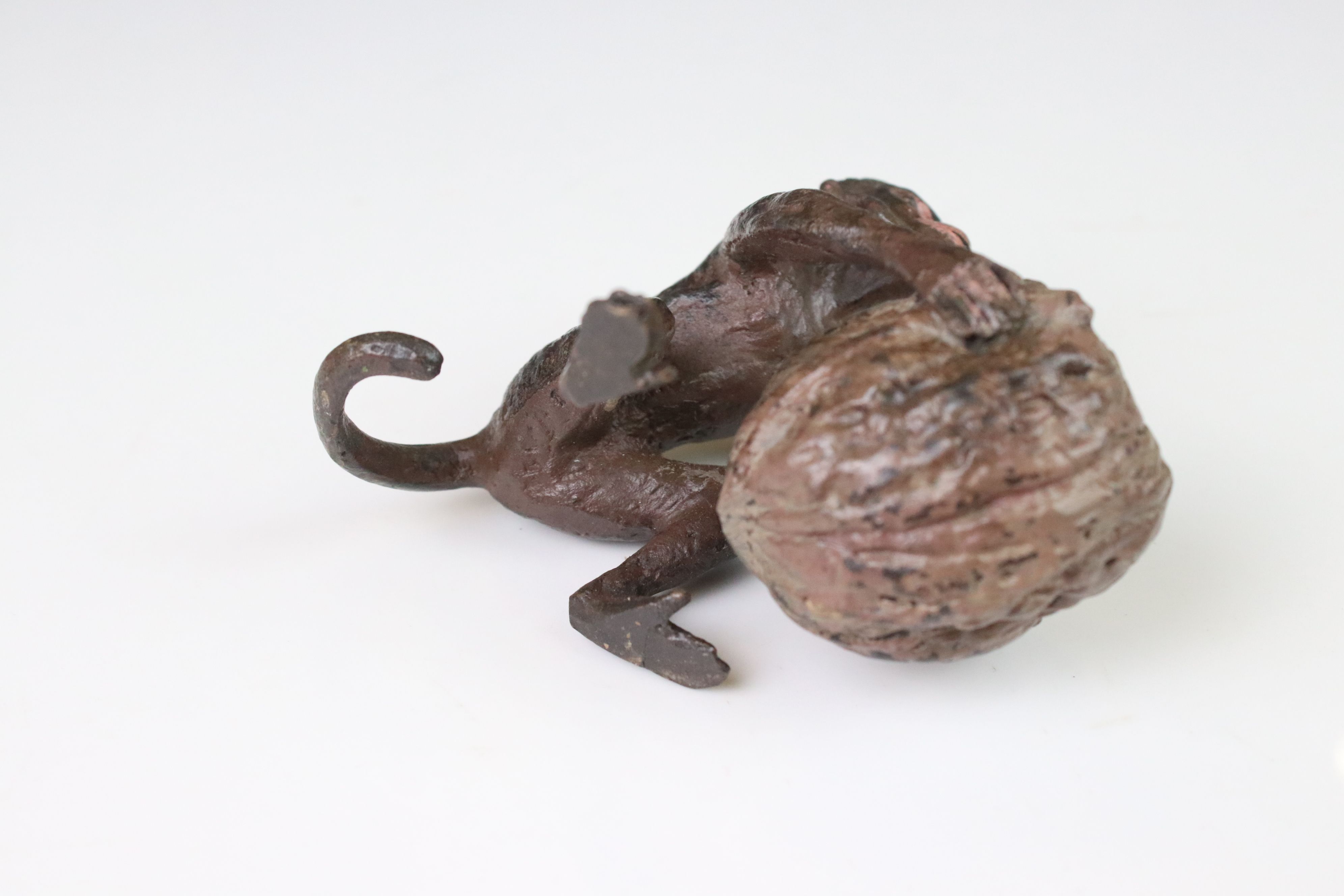 Cold painted bronze figure of a monkey and a large nut - Image 4 of 4