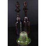 Pair of 19th century Bohemian Red Overlaid and Flash Cut Glass Decanters with Stoppers, 39cms high