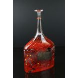 Bertil Vallien for Kosta Boda, Glass ' Satellite ' Bottle Neck Vase, etched to base ' Kosta Boda,