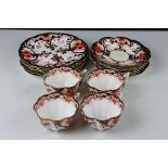 Collection of Wileman & Co Foley Imari pattern Teaware comprising four tea cups, six saucers and