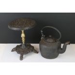 Victorian cast iron trivet & teapot