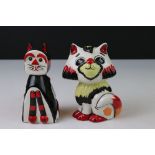 Two Lorna Bailey Seated Cats, 13cms high