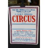 C J & M F Weights Circus, circa 1960s, an original vintage advertising poster for C J & M F