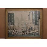 L S Lowry (1887 - 1976), framed Print Industrial City View with Figures, bearing signature and dated